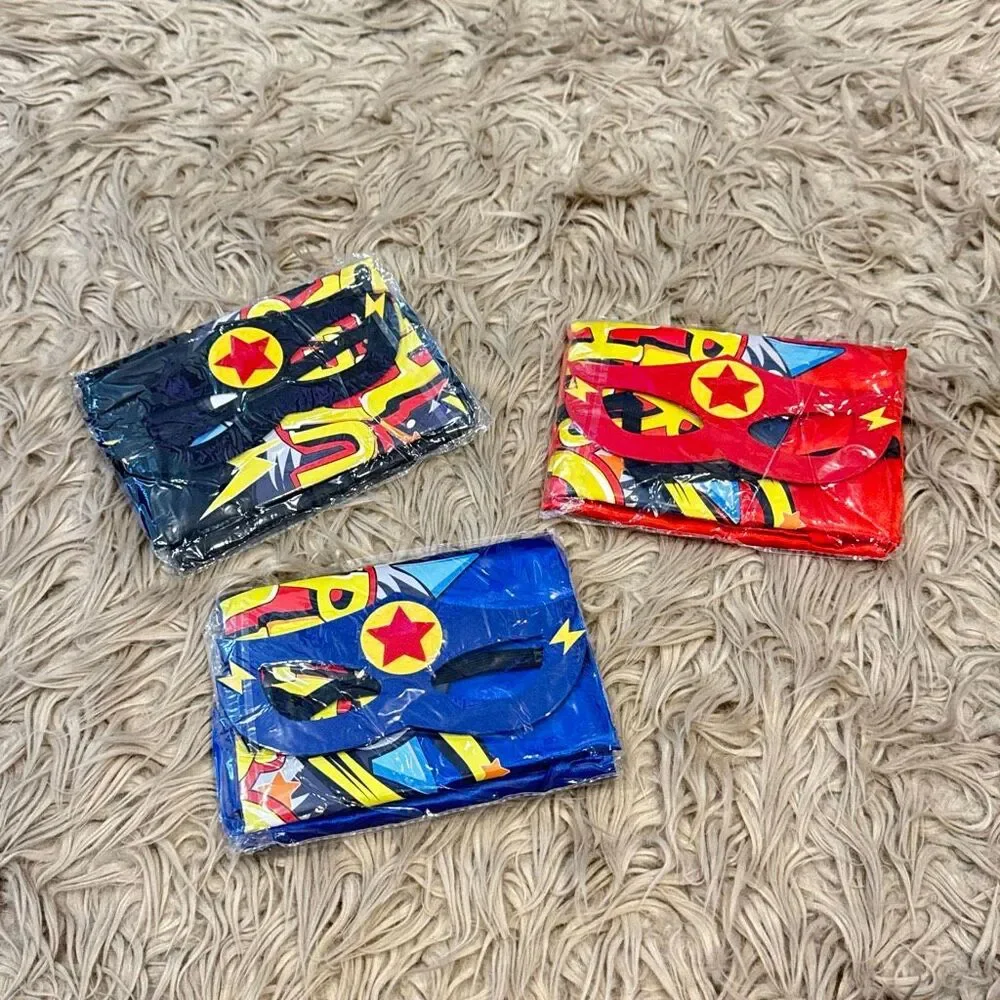 3 superhero capes and masks